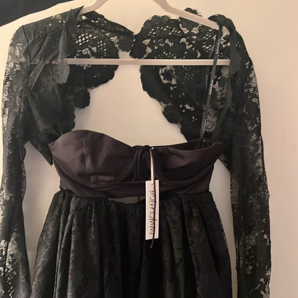 NWT For Love and Lemons Black Long Sleeve Floral Lace black dress Sz M - Picture 5 of 7